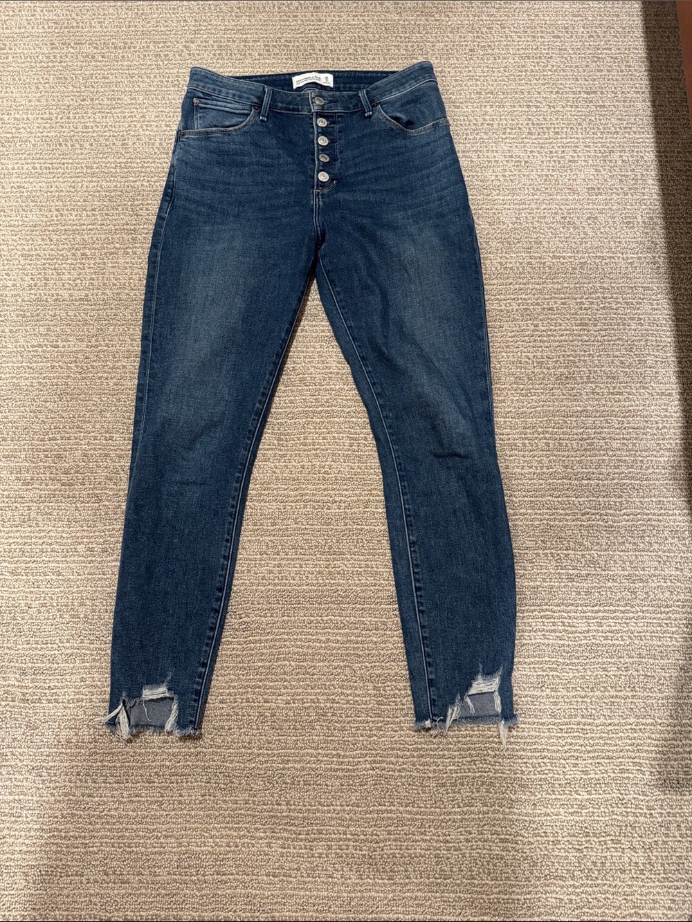 Abercrombie & Fitch High Rise Super Skinny Ankle Button-Fly Jeans